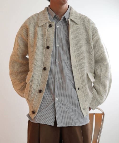 ＊＊SENSE OF PLACE by URBAN RESEARCH / センスオブプレイス バイ アーバンリサーチ カーディガン・ボレロ | アゼアミダブルポケットカーディガン（L.GRAY）