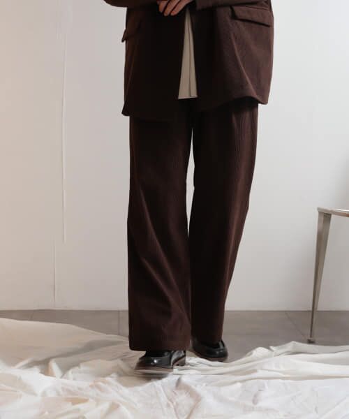 ＊＊SENSE OF PLACE by URBAN RESEARCH / センスオブプレイス バイ アーバンリサーチ その他パンツ | 『セットアップ対応』 コーデュロイタックワイドパンツ（BROWN）