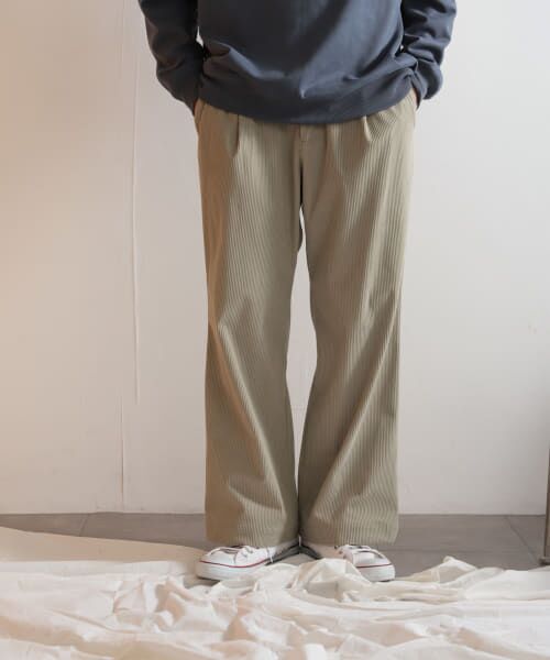 ＊＊SENSE OF PLACE by URBAN RESEARCH / センスオブプレイス バイ アーバンリサーチ その他パンツ | 『セットアップ対応』 コーデュロイタックワイドパンツ（L.KHAKI）