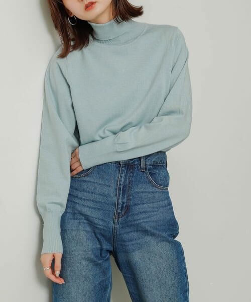 ＊＊SENSE OF PLACE by URBAN RESEARCH / センスオブプレイス バイ アーバンリサーチ ニット・セーター | タートルネックラメセーター（L.BLUE）