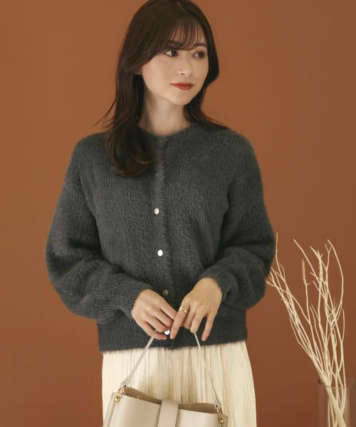 ＊＊SENSE OF PLACE by URBAN RESEARCH / センスオブプレイス バイ アーバンリサーチ カーディガン・ボレロ | クルーネックラメカーディガン（CHARCOAL2）