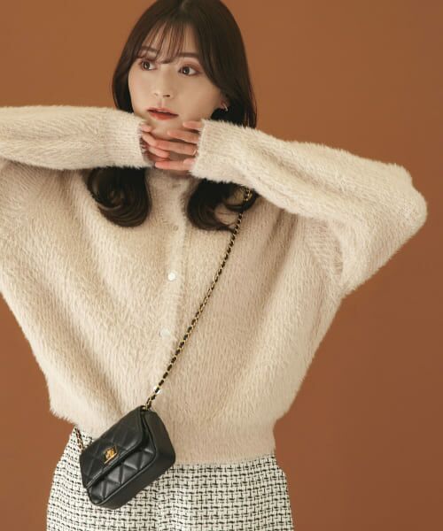 ＊＊SENSE OF PLACE by URBAN RESEARCH / センスオブプレイス バイ アーバンリサーチ カーディガン・ボレロ | クルーネックラメカーディガン（GREIGE2）