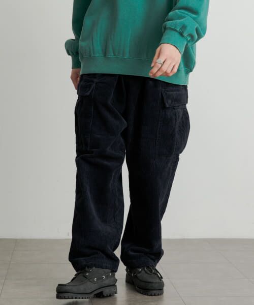 ＊＊SENSE OF PLACE by URBAN RESEARCH / センスオブプレイス バイ アーバンリサーチ その他パンツ | 『セットアップ対応』 ヘビーコーデュロイワイドカーゴパンツ（NAVY）