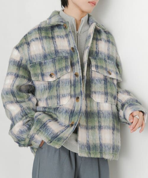 ＊＊SENSE OF PLACE by URBAN RESEARCH / センスオブプレイス バイ アーバンリサーチ ブルゾン | シャギーチェックCPOブルゾン（GRG×MNT）
