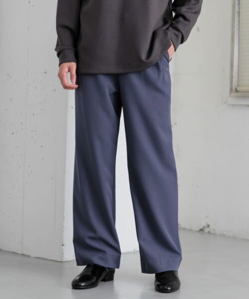 ＊＊SENSE OF PLACE by URBAN RESEARCH / センスオブプレイス バイ アーバンリサーチ その他パンツ | 『イージーケア』ダブルタックワイドパンツ（BLUE）