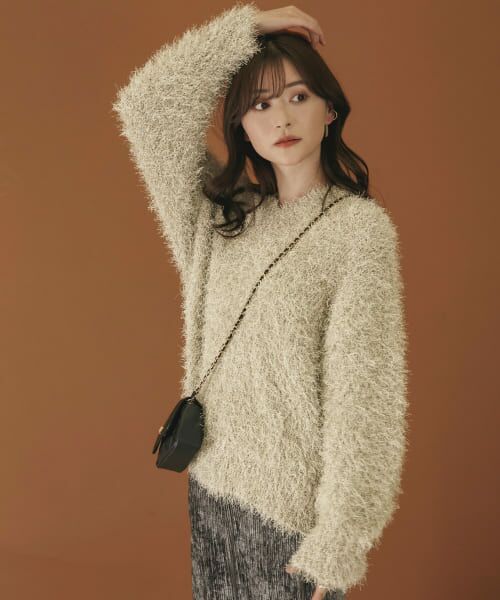 ＊＊SENSE OF PLACE by URBAN RESEARCH / センスオブプレイス バイ アーバンリサーチ ニット・セーター | Vネックラメフリンジセーター（BEIGE）