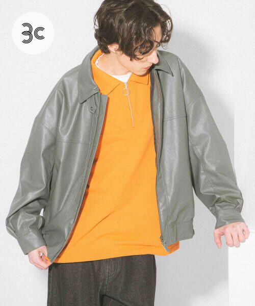 ＊＊SENSE OF PLACE by URBAN RESEARCH / センスオブプレイス バイ アーバンリサーチ その他アウター | フェイクレザージャケット（KHAKI）