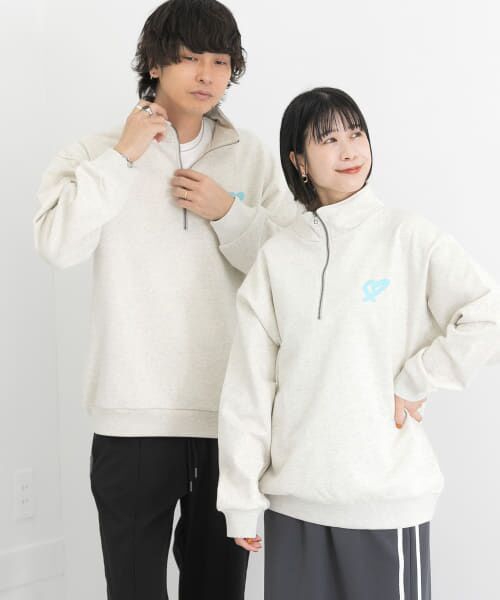 ＊＊SENSE OF PLACE by URBAN RESEARCH / センスオブプレイス バイ アーバンリサーチ スウェット | 『ユニセックス』ポップアートハートハーフZIPスウェットシャツ（OATMEAL）