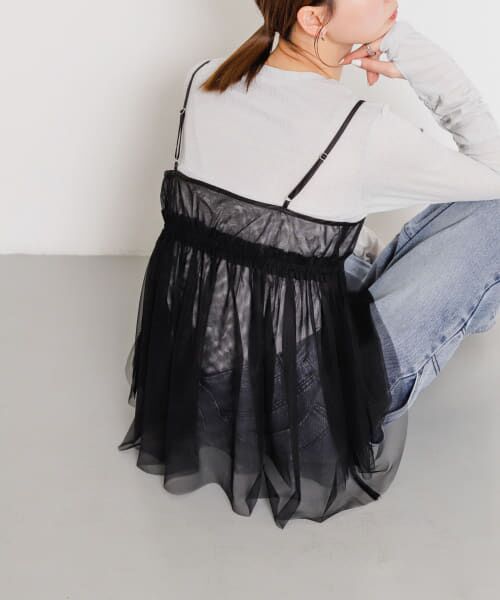 ＊＊SENSE OF PLACE by URBAN RESEARCH / センスオブプレイス バイ アーバンリサーチ キャミソール・チューブトップ | チュールキャミソールトップ（BLACK）