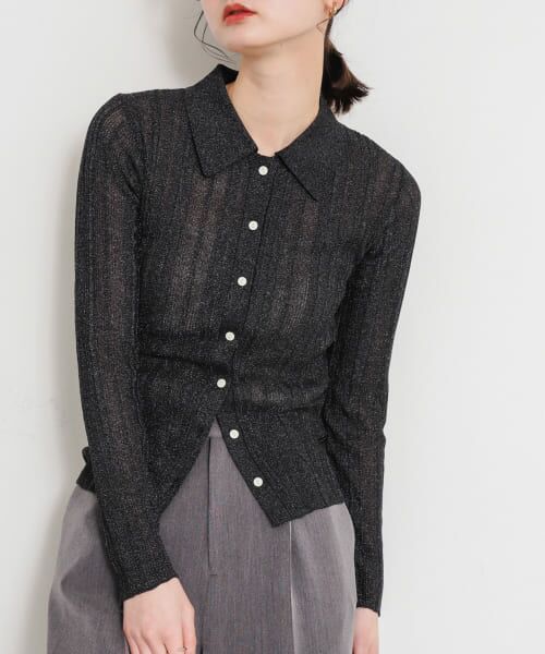 ＊＊SENSE OF PLACE by URBAN RESEARCH / センスオブプレイス バイ アーバンリサーチ カーディガン・ボレロ | ランダムリブニットカーディガン（BLACK）