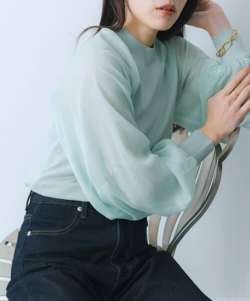 ＊＊SENSE OF PLACE by URBAN RESEARCH / センスオブプレイス バイ アーバンリサーチ ニット・セーター | シアーボリュームスリーブセーター（MINT）