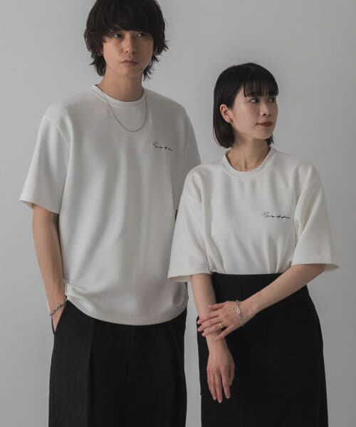 ＊＊SENSE OF PLACE by URBAN RESEARCH / センスオブプレイス バイ アーバンリサーチ Tシャツ | 『一部WEB限定カラー』『ユニセックス』シシュウダンボールポンチショートスリーブTシャツ（WHITE）