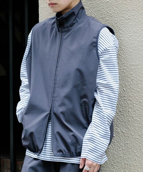 ＊＊SENSE OF PLACE by URBAN RESEARCH / センスオブプレイス バイ アーバンリサーチ その他アウター | Uiscel　リップストップスタンドカラーベスト（CHARCOAL）