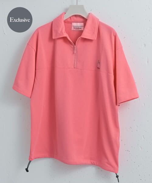 ＊＊SENSE OF PLACE by URBAN RESEARCH / センスオブプレイス バイ アーバンリサーチ スウェット | 『別注』TeddyBear×SENSE OF PLACE　テディベアハーフZIPスウェット（PINK）