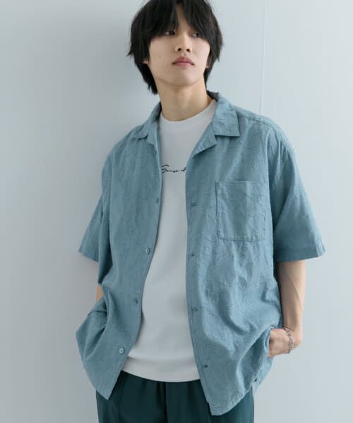 ＊＊SENSE OF PLACE by URBAN RESEARCH / センスオブプレイス バイ アーバンリサーチ シャツ・ブラウス | ペイズリーオープンカラーシャツ(5分袖)（L.BLUE）