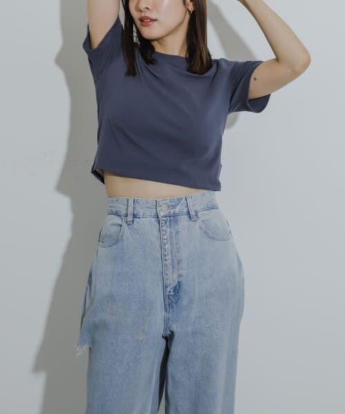 ＊＊SENSE OF PLACE by URBAN RESEARCH / センスオブプレイス バイ アーバンリサーチ Tシャツ | クロップドTシャツ(半袖)（NAVY）