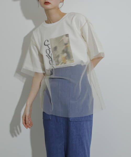 ＊＊SENSE OF PLACE by URBAN RESEARCH / センスオブプレイス バイ アーバンリサーチ Tシャツ | チュールレイヤードグラフィックTシャツ（GRAPHIC-A）