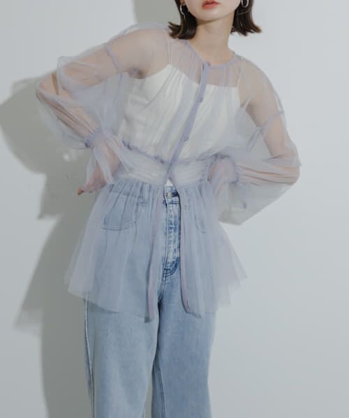 セール】 ウエストマークチュールチュニックトップ （その他