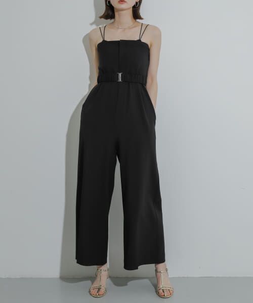 【美品✨】スポーツマックス サロペット オールインワン ベルト ワイド 黒 L セール】 ベルトツキベアパンツ （サロペット・オールインワン