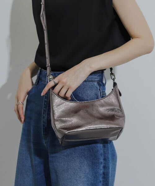 ＊＊SENSE OF PLACE by URBAN RESEARCH / センスオブプレイス バイ アーバンリサーチ ハンドバッグ | 2WAYメタリックプチバッグ（CHARCOAL）