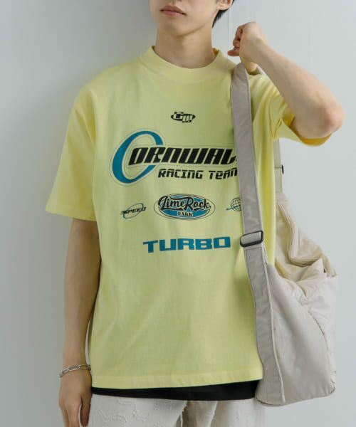 ＊＊SENSE OF PLACE by URBAN RESEARCH / センスオブプレイス バイ アーバンリサーチ Tシャツ | フェードロゴグラフィックTシャツ(5分袖)（YELLOW）