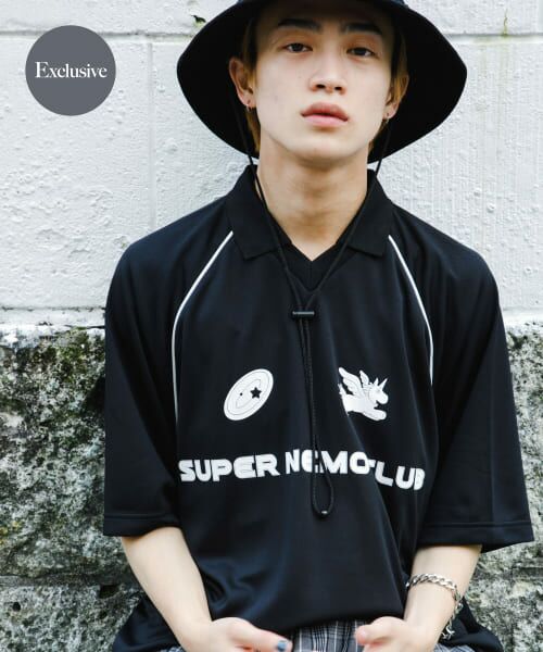 ＊＊SENSE OF PLACE by URBAN RESEARCH / センスオブプレイス バイ アーバンリサーチ Tシャツ | 『別注』SHUHEI KOKI×SENSE OF PLACE　ゲームシャツ（BLACK）