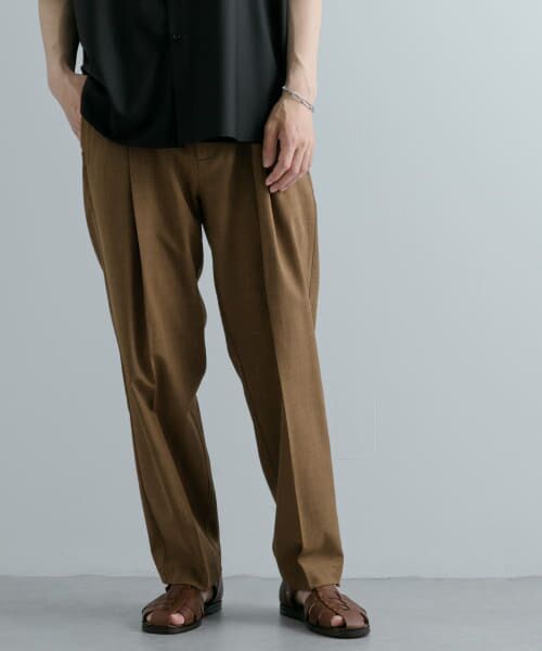 ＊＊SENSE OF PLACE by URBAN RESEARCH / センスオブプレイス バイ アーバンリサーチ その他パンツ | 『セットアップ対応』 『UR TECH DRYLUXE』リネンライクテーパードパンツ（BROWN）