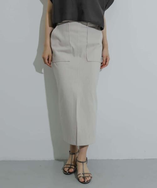 ＊＊SENSE OF PLACE by URBAN RESEARCH / センスオブプレイス バイ アーバンリサーチ スカート | アウトポケットジャージースカート（GREIGE）