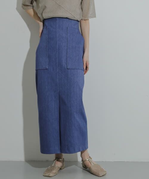 ＊＊SENSE OF PLACE by URBAN RESEARCH / センスオブプレイス バイ アーバンリサーチ スカート | アウトポケットジャージースカート（BLUE）