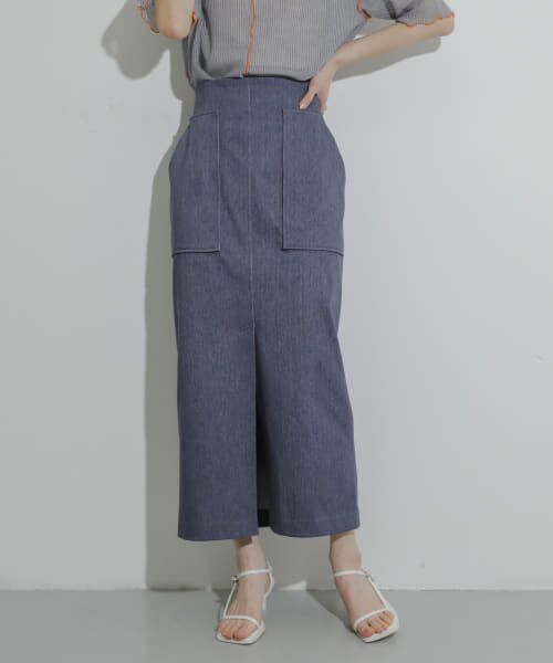 ＊＊SENSE OF PLACE by URBAN RESEARCH / センスオブプレイス バイ アーバンリサーチ スカート | アウトポケットジャージースカート（L.BLUE）