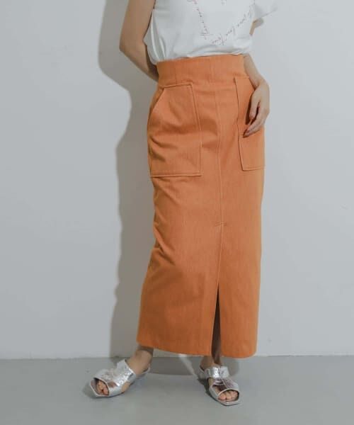 ＊＊SENSE OF PLACE by URBAN RESEARCH / センスオブプレイス バイ アーバンリサーチ スカート | アウトポケットジャージースカート（ORANGE）