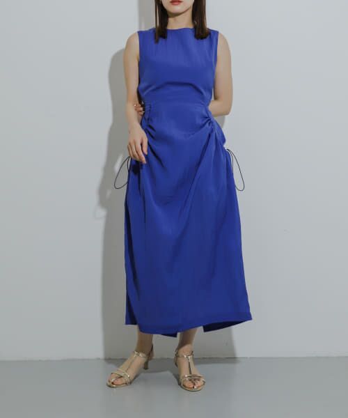 ＊＊SENSE OF PLACE by URBAN RESEARCH / センスオブプレイス バイ アーバンリサーチ ワンピース | ナイロンギャザーコクーンワンピース（BLUE）