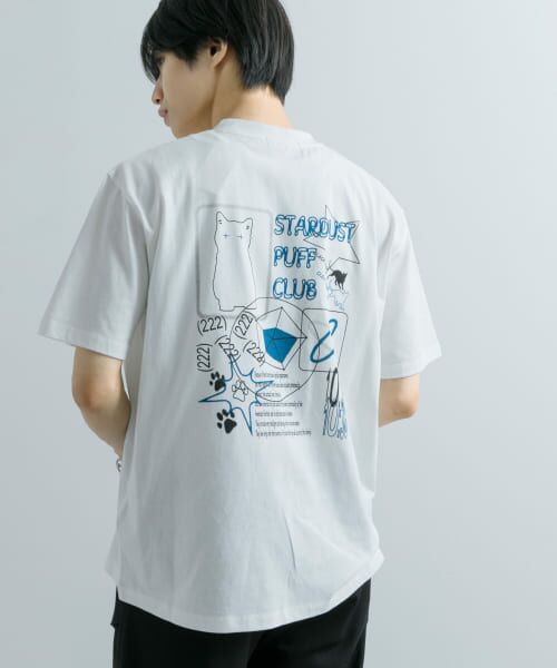 ＊＊SENSE OF PLACE by URBAN RESEARCH / センスオブプレイス バイ アーバンリサーチ Tシャツ | キャットグラフィックプリントTシャツ B（WHITE）