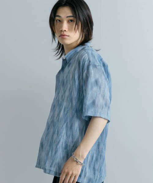 ＊＊SENSE OF PLACE by URBAN RESEARCH / センスオブプレイス バイ アーバンリサーチ シャツ・ブラウス | マーブルプリントオープンカラーシャツ（BLU×WHT）