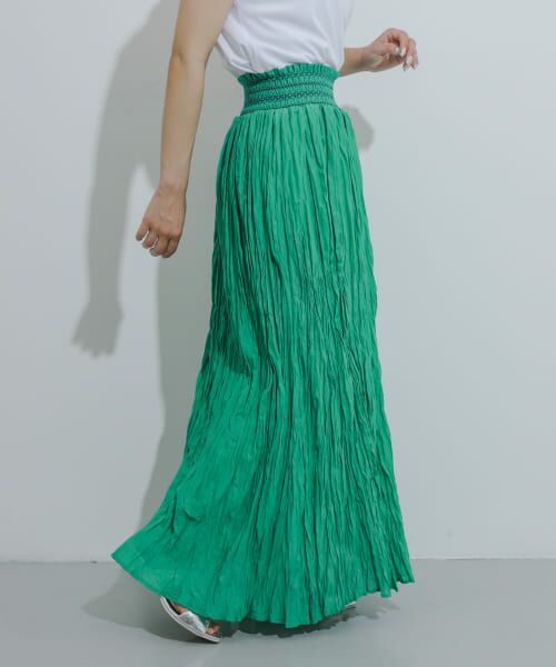 ＊＊SENSE OF PLACE by URBAN RESEARCH / センスオブプレイス バイ アーバンリサーチ スカート | インドシャーリングワッシャースカート（GREEN）