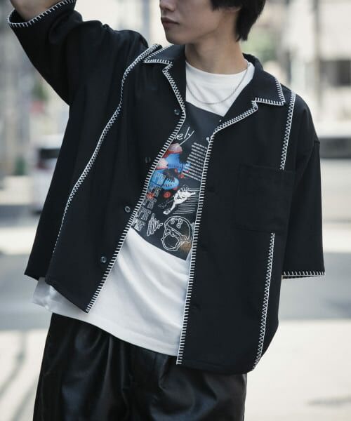 セール】 ブランケットステッチショートスリーブシャツ （シャツ