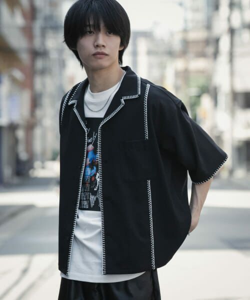 セール】 ブランケットステッチショートスリーブシャツ （シャツ