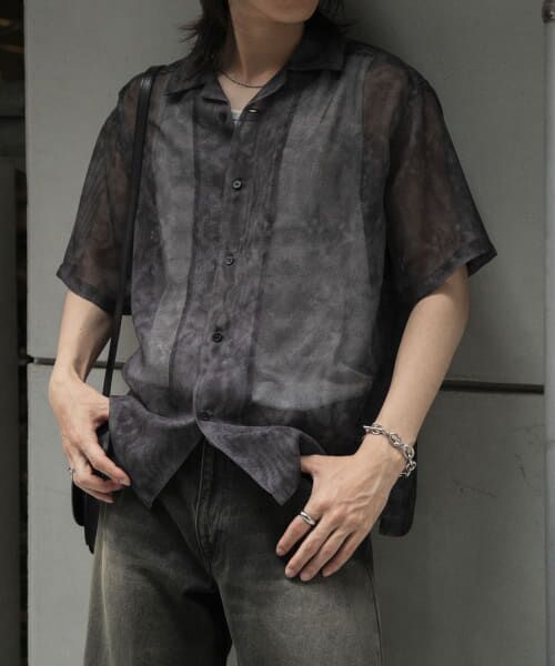 Y's for men S/Sオープンカラーシャツ 4(XL) フェードブラック Y'S for men(ワイズフォーメン) オープンカラーシャツ MS-B14