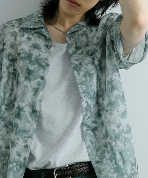 ＊＊SENSE OF PLACE by URBAN RESEARCH / センスオブプレイス バイ アーバンリサーチ シャツ・ブラウス | シアープリントオープンカラーショートスリーブシャツ（GREEN）