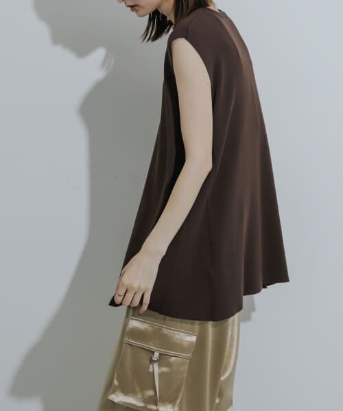 ＊＊SENSE OF PLACE by URBAN RESEARCH / センスオブプレイス バイ アーバンリサーチ ニット・セーター | フレンチスリーブフレアチュニックセーター（BROWN）