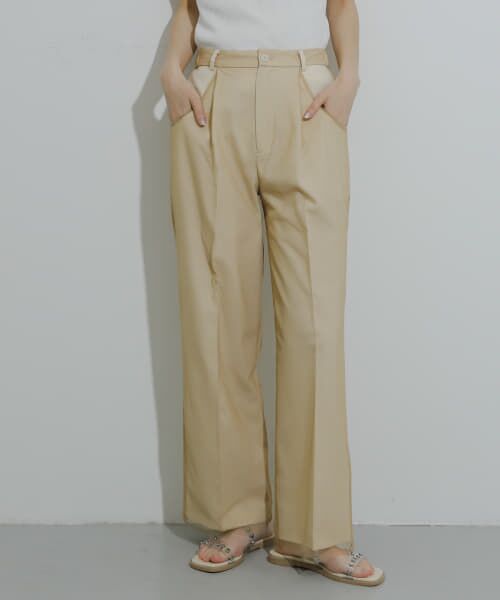 ＊＊SENSE OF PLACE by URBAN RESEARCH / センスオブプレイス バイ アーバンリサーチ その他パンツ | チュールストレートパンツ（BEIGE）