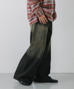 『ユニセックス』ヴィンテージライクデニムワイドパンツ