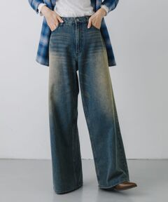 『ユニセックス』ヴィンテージライクデニムワイドパンツ