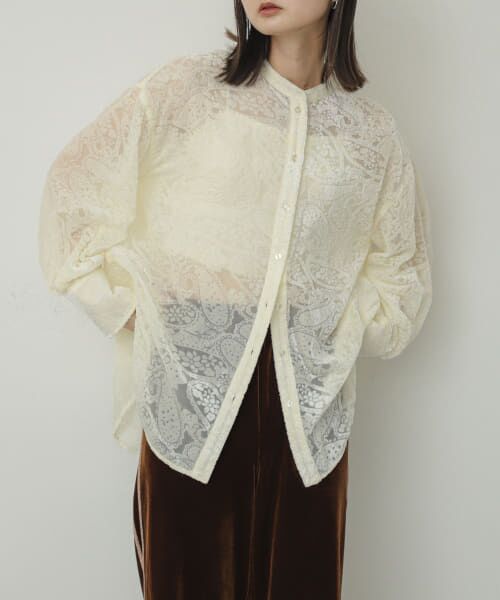 ＊＊SENSE OF PLACE by URBAN RESEARCH / センスオブプレイス バイ アーバンリサーチ シャツ・ブラウス | バンドカラーオパールシャツ（OFF WHITE）