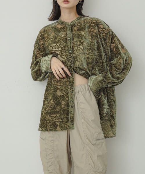 ＊＊SENSE OF PLACE by URBAN RESEARCH / センスオブプレイス バイ アーバンリサーチ シャツ・ブラウス | バンドカラーオパールシャツ（KHAKI）