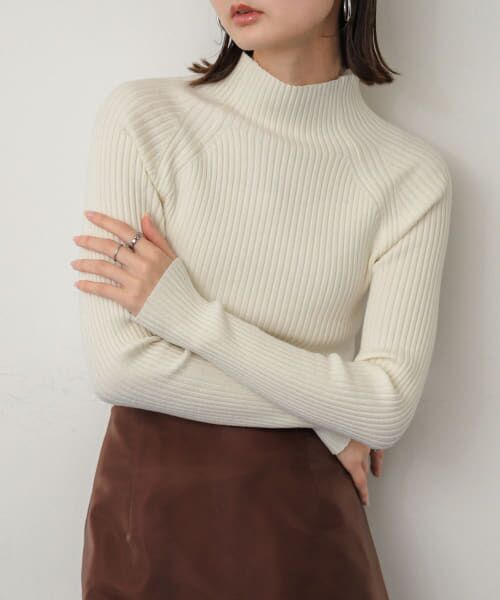 ＊＊SENSE OF PLACE by URBAN RESEARCH / センスオブプレイス バイ アーバンリサーチ ニット・セーター | ストレッチリブハイネックセーター（IVORY）