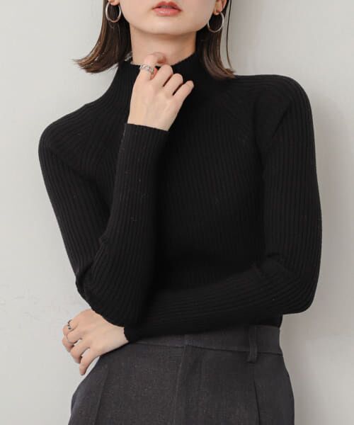 ＊＊SENSE OF PLACE by URBAN RESEARCH / センスオブプレイス バイ アーバンリサーチ ニット・セーター | ストレッチリブハイネックセーター（BLACK）