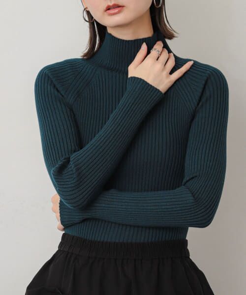 ＊＊SENSE OF PLACE by URBAN RESEARCH / センスオブプレイス バイ アーバンリサーチ ニット・セーター | ストレッチリブハイネックセーター（GREEN）