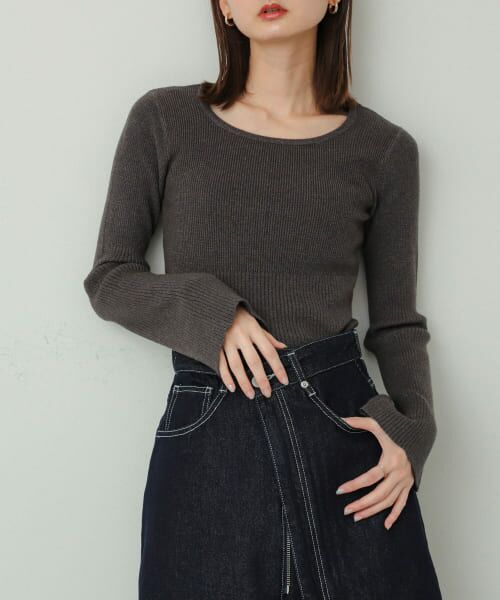 ＊＊SENSE OF PLACE by URBAN RESEARCH / センスオブプレイス バイ アーバンリサーチ ニット・セーター | 『WEB/一部店舗限定カラー』2WAYストレッチラウンドネックセーター（CHARCOAL）