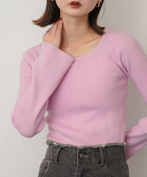 ＊＊SENSE OF PLACE by URBAN RESEARCH / センスオブプレイス バイ アーバンリサーチ ニット・セーター | 『WEB/一部店舗限定カラー』2WAYストレッチラウンドネックセーター（PINK）